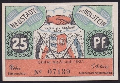 Almanya 25 Pfennig Notgeld 1921 Çil