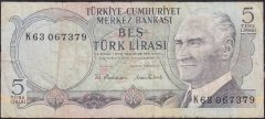 6.Emisyon 2.Tertip 5 Lira K63 067379 Çok Temiz