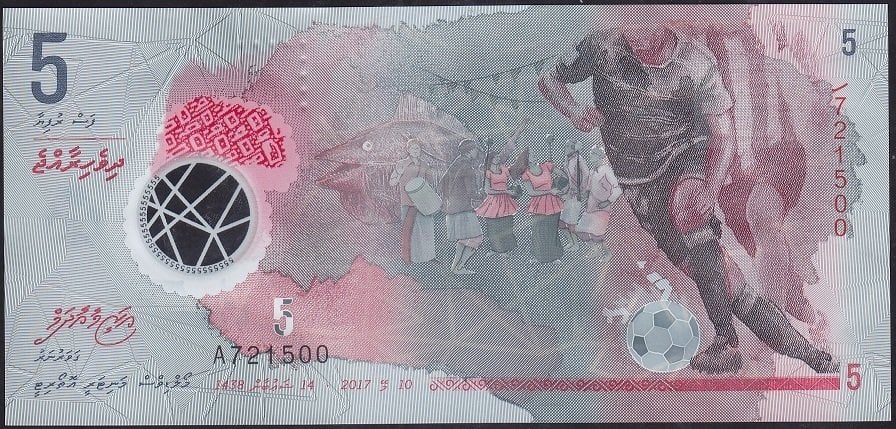 MALDİVLER 5 RUFİYAA 2017 ÇİL POLYMER ( A SERİSİ )