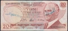 6.Emisyon 1.Tertip 20 Lira A50 286828 Çok Temiz ( Son Numara )