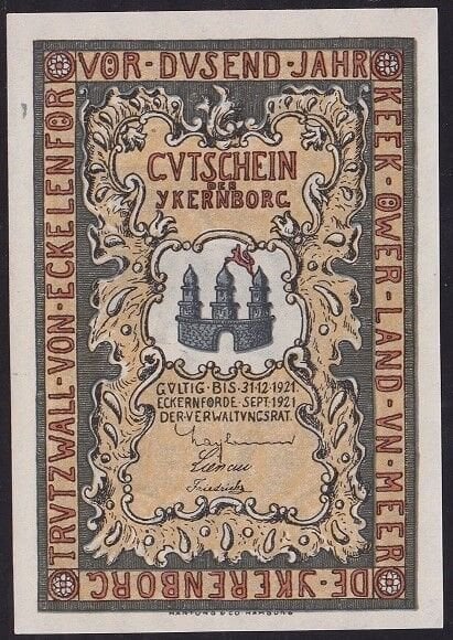 Almanya 25 Pfennig Notgeld 1921 Çil Filigranlı