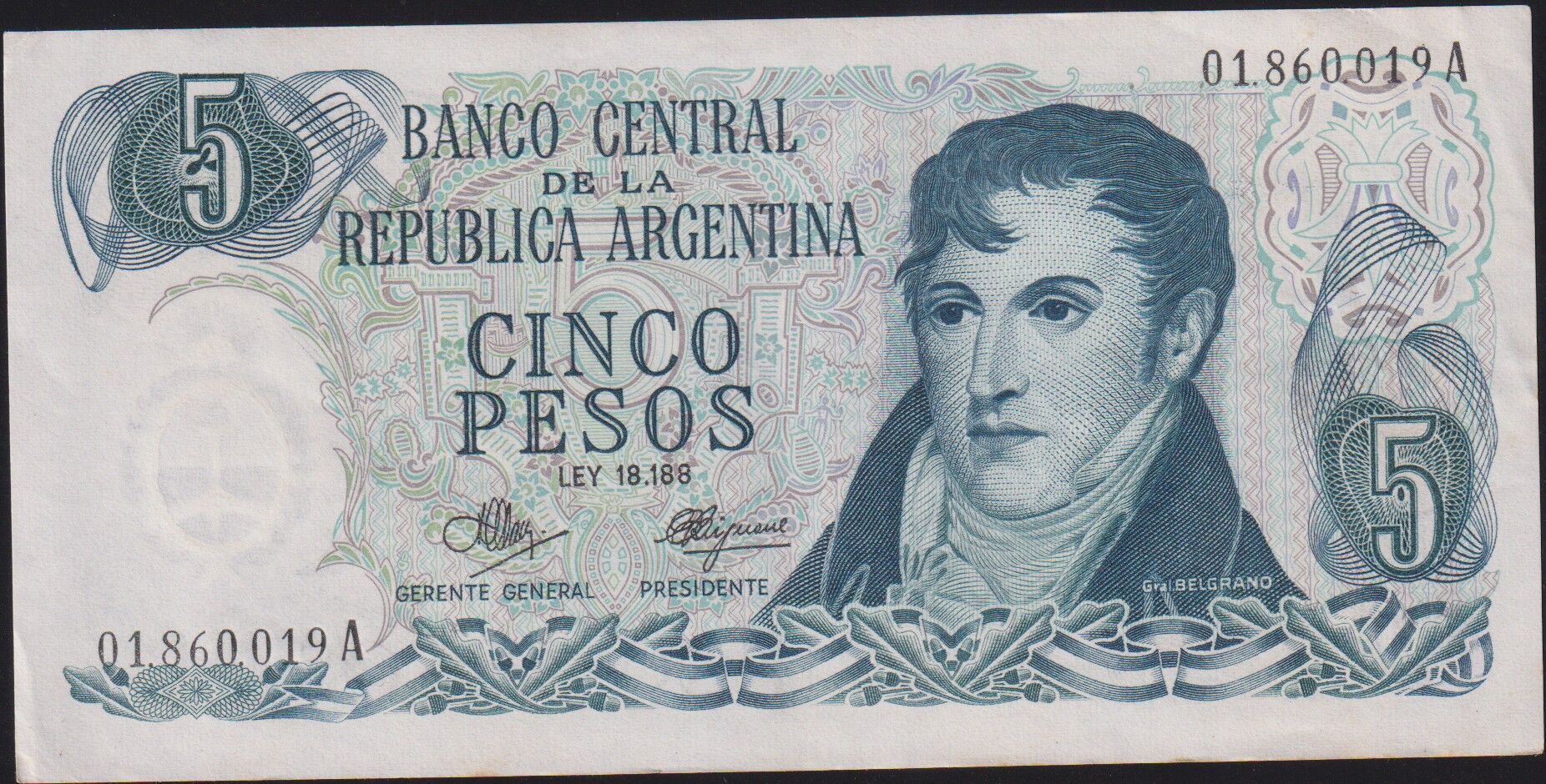 Arjantin 5 Pesos 1971 - 1973 Ççt Çilaltı Pick 288a