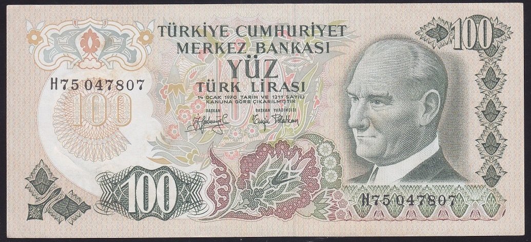 6.EMİSYON 2.TERTİP 100 LİRA H75 047807 ÇÇT ÇİLALTI