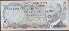 6.Emisyon 2.Tertip 5 Lira K60 198284 Çok Temiz +