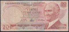 6.EMİSYON 1.TERTİP 20 LİRA A42 100353 TEMİZ
