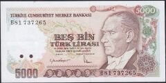 7.Emisyon 2.Tertip 5000 Lira B81 737265 Ççt Çilaltı