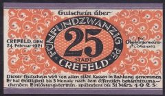 ALMANYA 25 PFENNİNG NOTGELD 1923 ÇİLALTI ÇİL