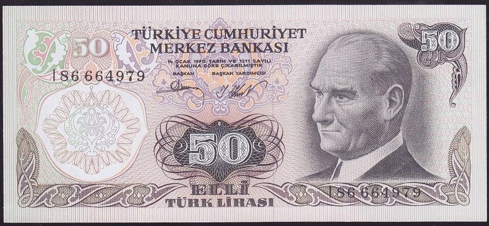 6.Emisyon 2.Tertip 50 Lira I86 664979 Çil