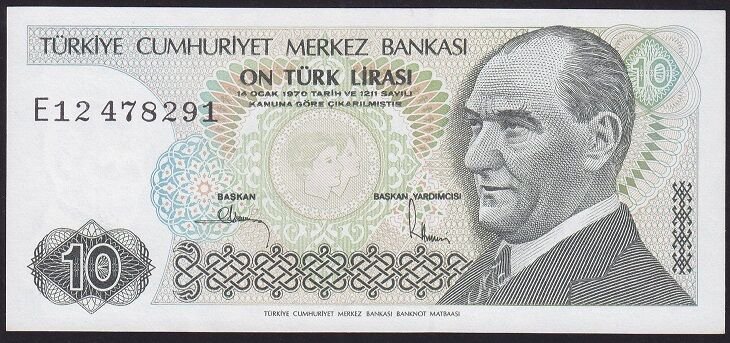7.Emisyon 2.Tertip 10 Lira E12 478291 Çilaltı