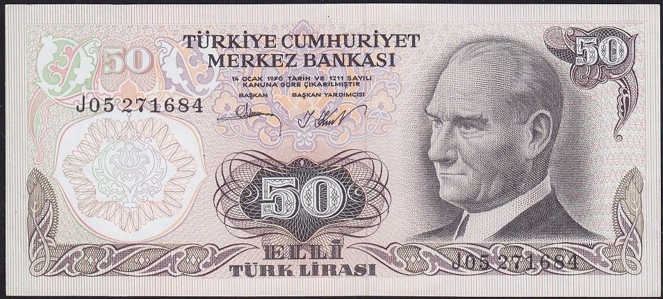 6.Emisyon 2.Tertip 50 Lira J05 271684 Ççt Çilaltı