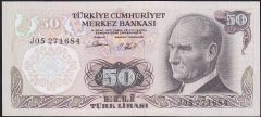 6.Emisyon 2.Tertip 50 Lira J05 271684 Ççt Çilaltı