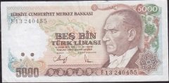 7.Emisyon 3.Tertip 5000 Lira F13 240455 Çok Temiz +