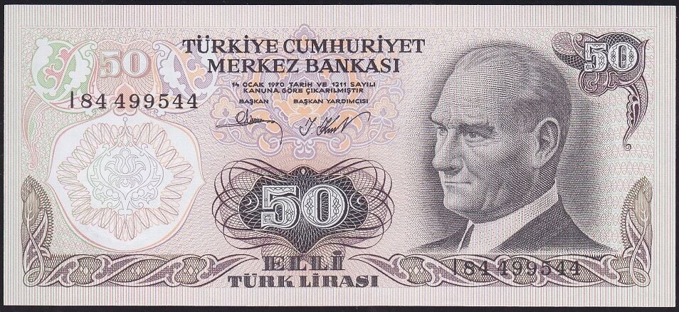 6.Emisyon 2.Tertip 50 Lira I84 499544 Çil
