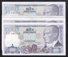 7.EMİSYON 1.TERTİP 1000 LİRA E27 250151-160 ÇİL - 10 ADET SERİ TAKİPLİ