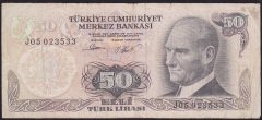 6.Emisyon 2.Tertip 50 Lira J05 023533 Çok Temiz