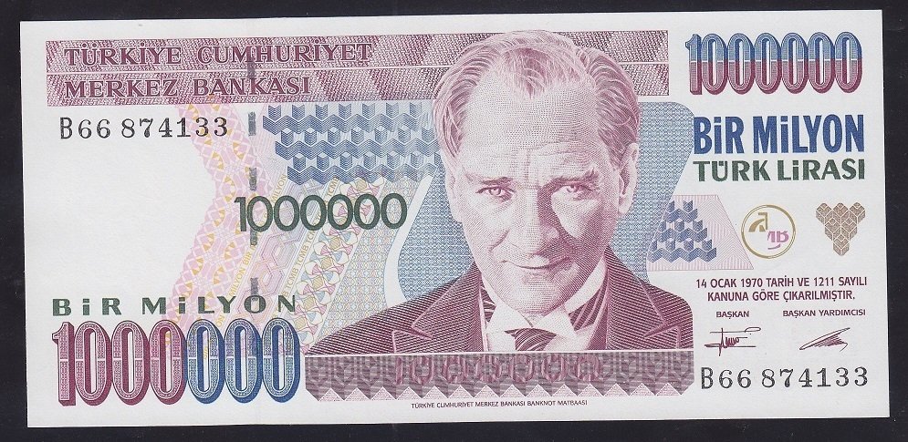 7.EMİSYON 1.TERTİP 1 000 000 LİRA B66 874133 ÇİL