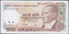 7.Emisyon 3.Tertip 5000 Lira F12 343645 Çok Temiz +