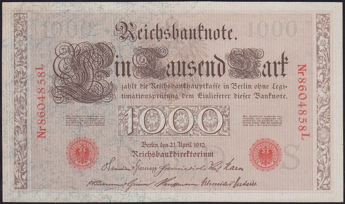 Almanya 1000 Mark 1910 Çok Çok Temiz+