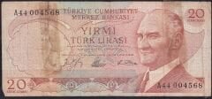 6.Emisyon 1.Tertip 20 Lira A44 004568 Haliyle