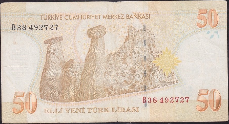 8.Emisyon 50 YTL B38 492727 Çok Temiz