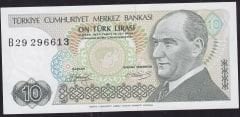 7.Emisyon 1.Tertip 10 Lira B29 296613 Çil Kısa Kaş