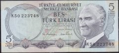 6.Emisyon 2.Tertip 5 Lira K50 223748 Ççt Çilaltı