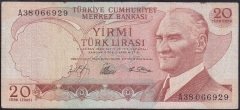 6.EMİSYON 1.TERTİP 20 LİRA A38 066929 TEMİZ