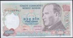 7.Emisyon 1.Tertip 5000 Lira A56 295982 Çilaltı