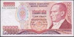 7.Emisyon 1.Tertip 20.000 Lira A02 699983 Ççt Çilaltı