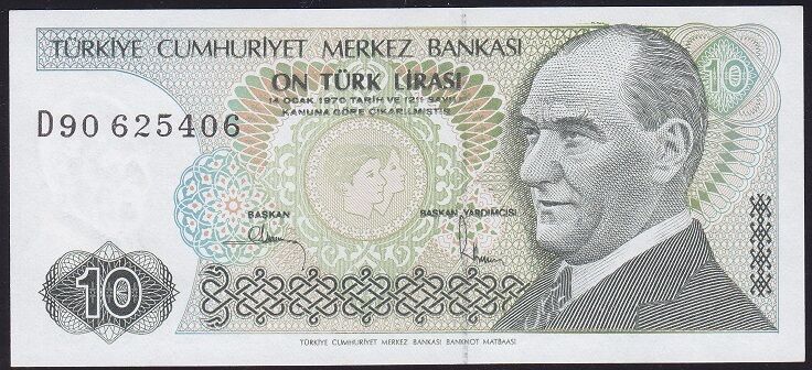 7.Emisyon 2.Tertip 10 Lira D90 625406 Çil