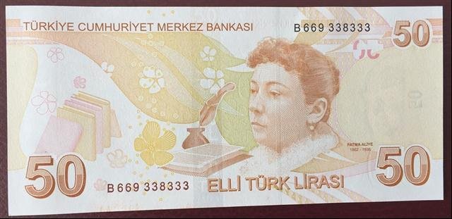 9.EMİSYON 50 LİRA 2.TERTİP B669 338333 ÇİL