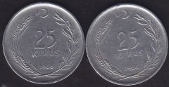 1966 Yılı 25 Kuruş (Ters Düz Takım )