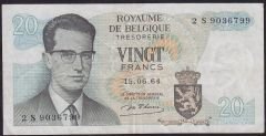 Belçika 20 Frank 1964 Çok Temiz+ Pick 138