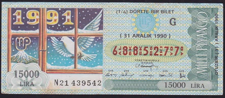 1990 31 Aralık Çeyrek Bilet - G Serisi
