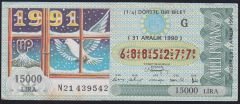 1990 31 Aralık Çeyrek Bilet - G Serisi