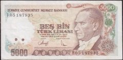 7.Emisyon 3.Tertip 5000 Lira F05 187935 Çok Temiz