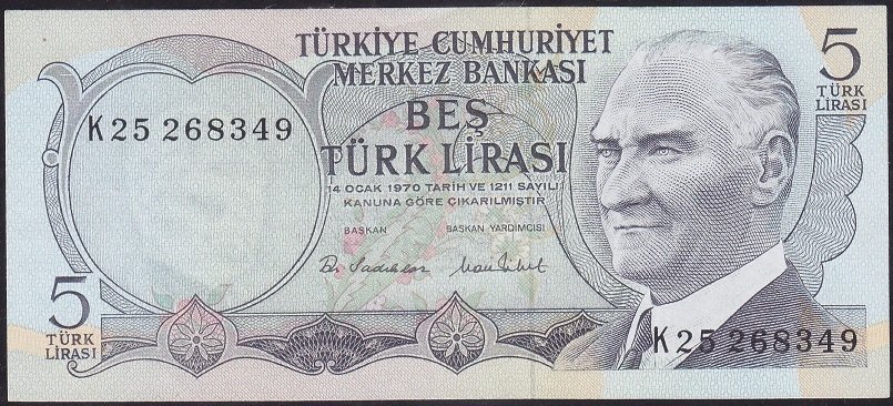 6.Emisyon 2.Tertip 5 Lira K25 268349 Çilaltı Çil