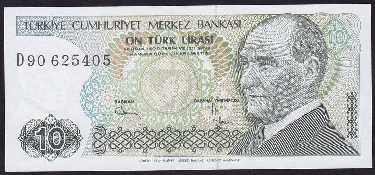 7.Emisyon 2.Tertip 10 Lira D90 625405 Çil