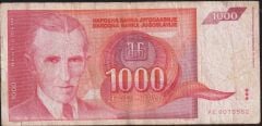 Yugoslavya 1000 Dinar 1992 Çok Temiz