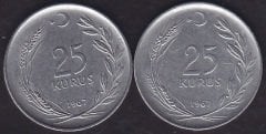 1967 Yılı 25 Kuruş (Ters Düz Takım )