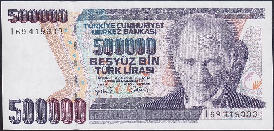 7.EMİSYON 4.TERTİP 500000 LİRA I69 419333 ÇÇT +