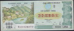 1990 28 Şubat Çeyrek Bilet - U Serisi - Rize