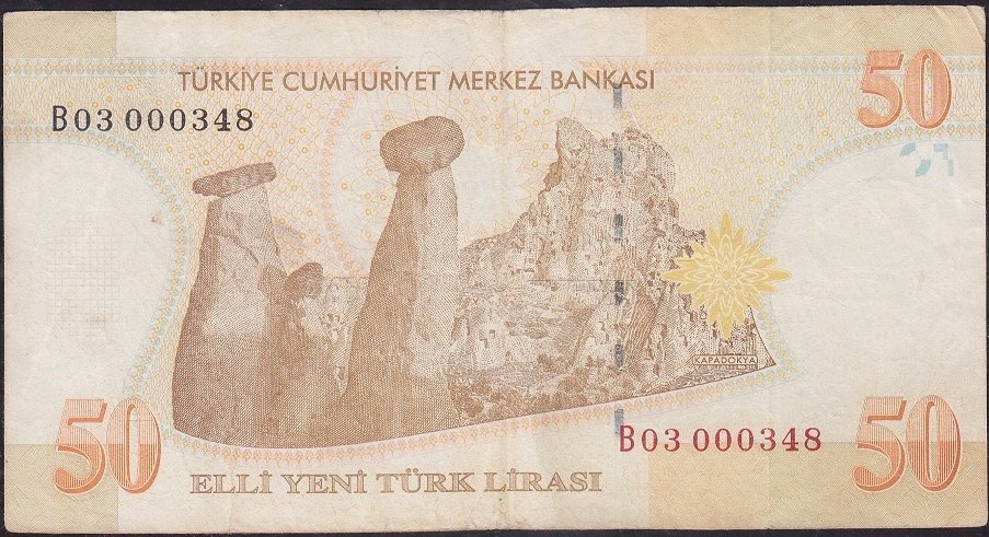 8.Emisyon 50 YTL B03 000348 Çok Temiz