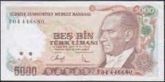 7.Emisyon 3.Tertip 5000 Lira F04 446680 Çok Temiz +