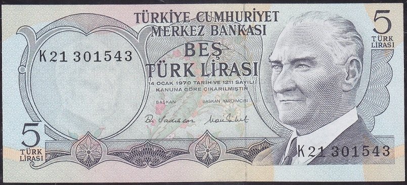 6.Emisyon 2.Tertip 5 Lira K21 301543 Çilaltı