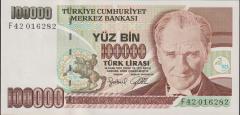 7.Emisyon 3.Tertip 100000 Lira F42 016282 Çilaltı Çil
