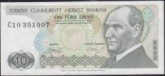 7.Emisyon 1.Tertip 10 Lira C10 351007 Çok Çok Temiz + Uzun Kaş