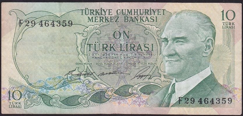 6.Emisyon 1.Tertip 10 Lira F29 464359 Çok Temiz+