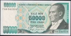 7.Emisyon 1.Tertip 50000 Lira F66 542554 Çil