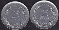 1968 Yılı 25 Kuruş (Ters Düz Takım )